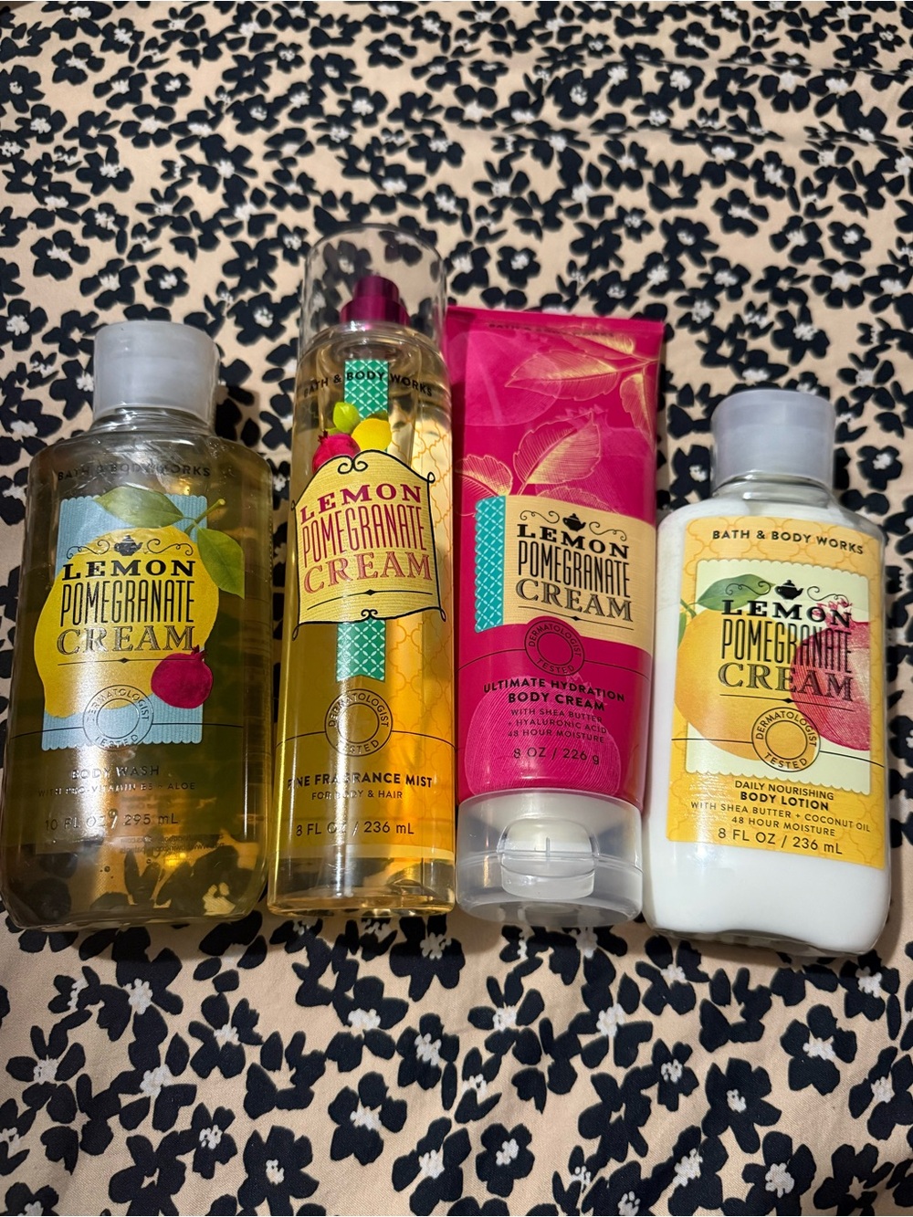 Bath & Body Works Lemon Pomegranate Cream Body Set - Yellow & Pink